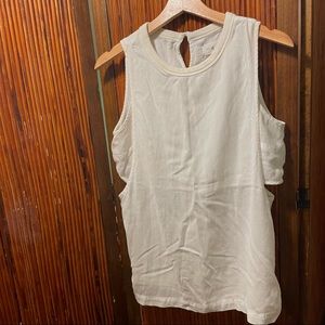 Flowy Sheer White Tank Top with Sewn-In Sheer Brassiere